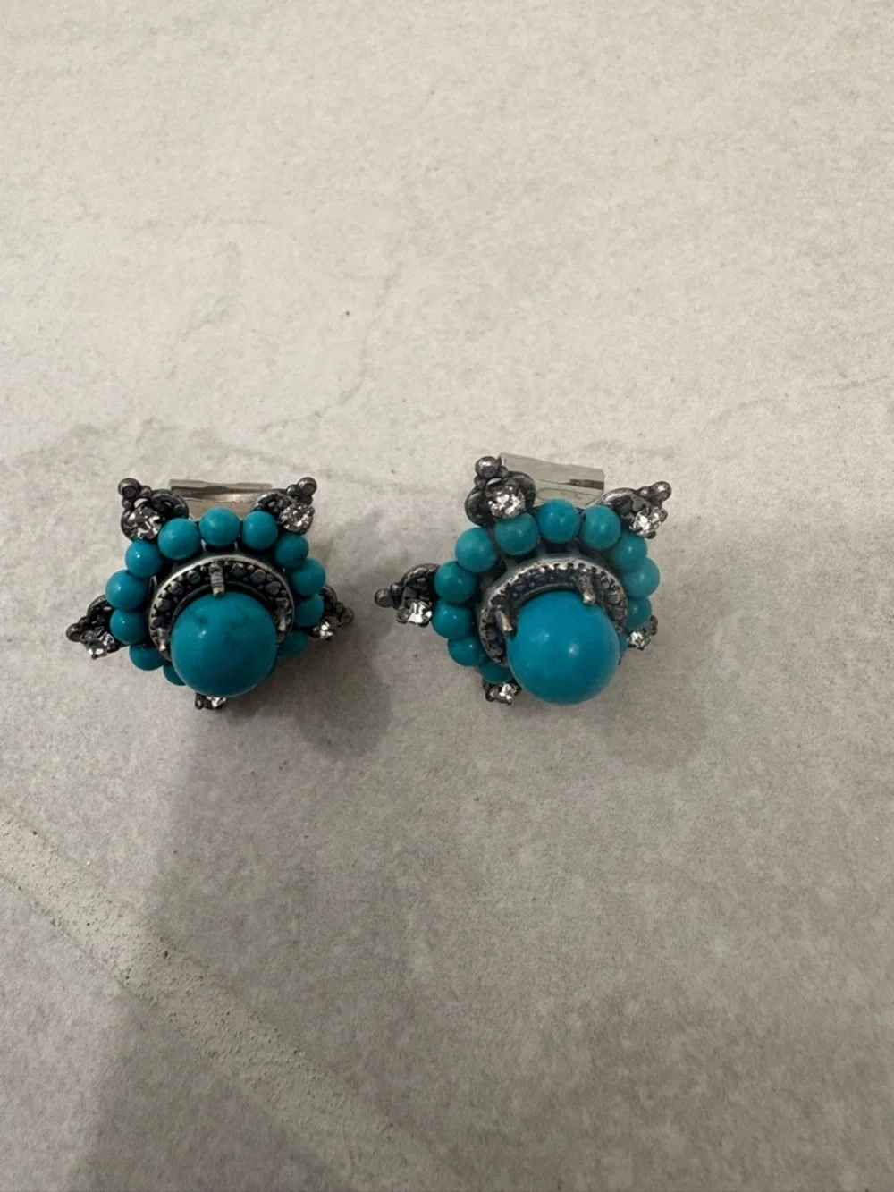 Anthropologie Rada Turquoise Rhinestone Star Post Earrings - Picture 4 of 8